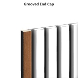 Product image of Camden Walnut and Black Slatted Wall Panel End Cap Trim Grooved Finish SAN109